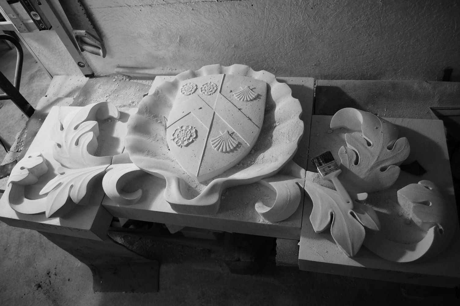 hoywell music room carving in workshop