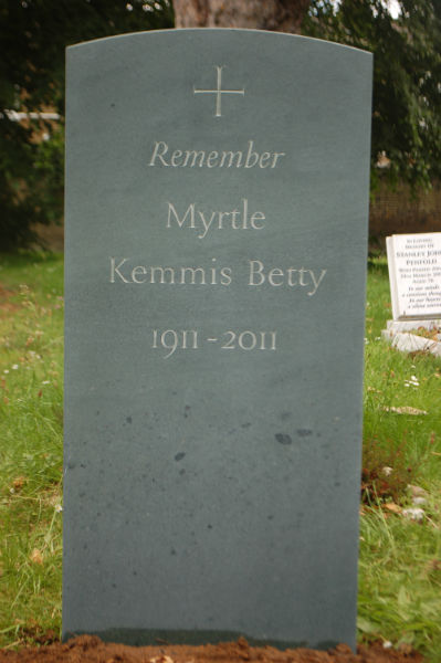 green slate gravestone for Myrtle