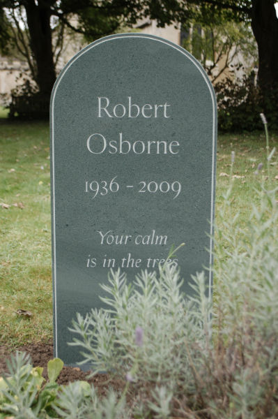 green slate headstone with beaded edge